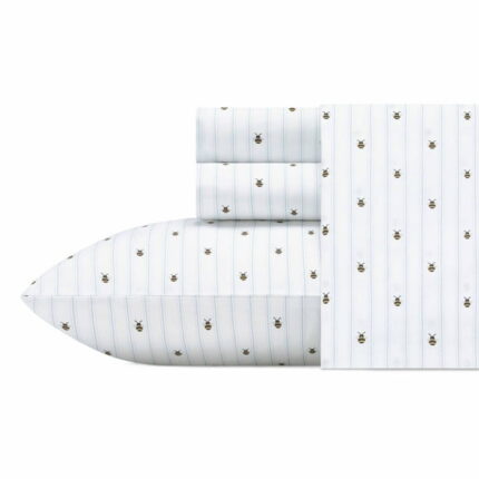 Poppy & Fritz Contemporary 200 Thread Count Blue, White, Multi-color Animal Print Animals & Insects Cotton Sheet Sets, Queen
