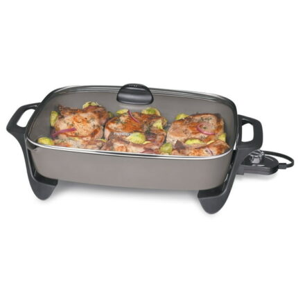 Presto 16" Ceramic Electric Skillet with Glass Cover,  Silver 06860