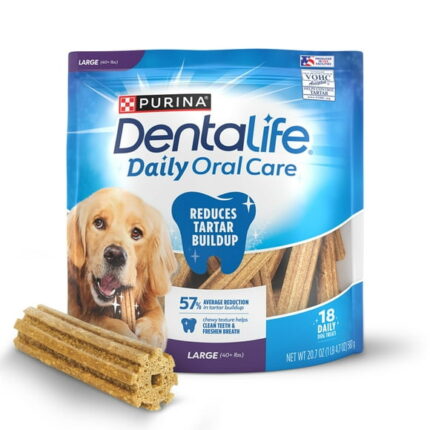 Purina DentaLife Daily Oral Care Large Dog Dental Treats with Chicken, 20.7 oz Pouch (18 Count)