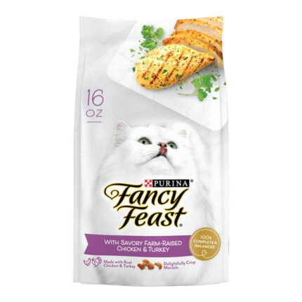 Purina Fancy Feast Dry Cat Food with Savory Farm-Raised Chicken and Turkey, 16 oz Bag