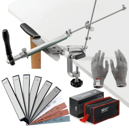 RUIXIN PRO RX-008 Knife Sharpener Kit - 360 Flip Design, Fixed Angle, Includes 4 Whetstones & 6 Diamond Stones for Kitchen Chefs