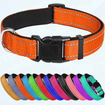 Reflective Dog Collar,Soft NeopreneBreathable Nylon Pet Collar Adjustable for Extra Large Dogs,Orange,XL