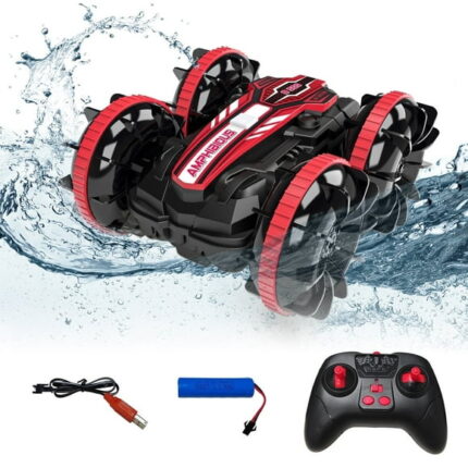Remote Control Cars,  4WD off Road Stunt Car 2.4GHz Land Water 2 in 1 Remote Control, RC Cars for Kids Boys-Red