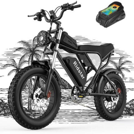 Ridstar Electric Bike for Adults Q20,1200W 32MPH,48V 20AH Electric Motorcycle,20" Fat Tire 7 Speed Mountain Bike UL2849