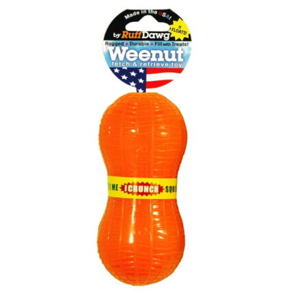 Ruff Dawg Weenut Crunch Rubber Indestructible Retrieving Dog Toy, Color Varies