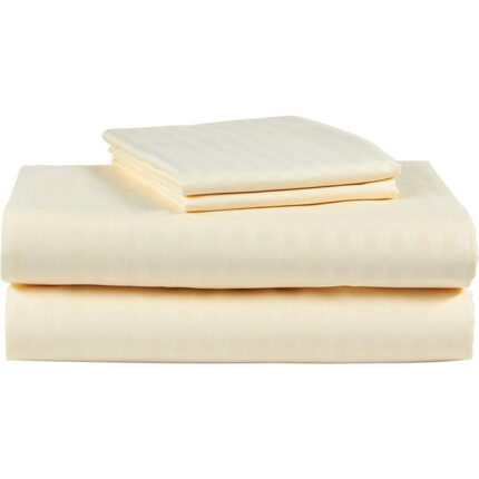 Ruthy's Textile 4 Piece 400 Thread Count 100% Cotton Sateen Dobby Stripe Sheet Set King, Beige