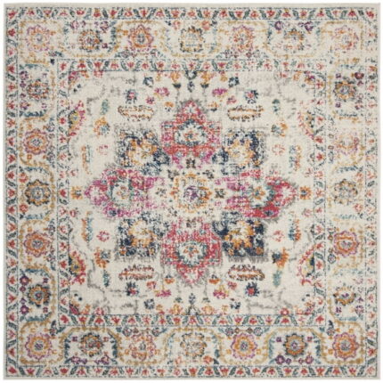 SAFAVIEH Madison Katina Oriental Area Rug, Fuchsia/Ivory, 3' x 3' Square