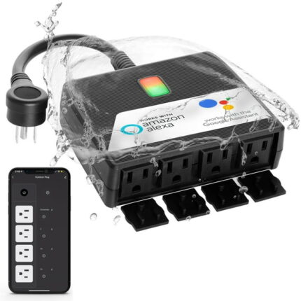 SNAP INVENT Smart Plug Waterproof Outdoor Electrical Outlets with Alexa, Google Assistant- 4 Sockets