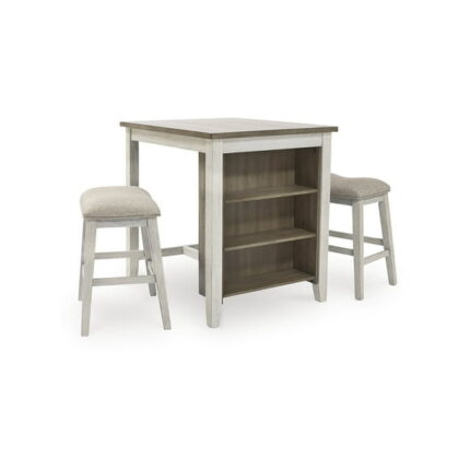Signature Design by Ashley Casual Skempton Counter Height Dining Table and Bar Stools (Set of 3),  White/Light Brown