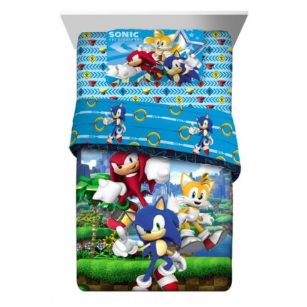Sonic Kids Twin Bed in a Bag, 4Pc Bedding Set, Comforter and Sheets