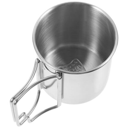 Stainless Camping Mug Portable Cup with Folding Handle Outdoor Camping Mug Tea Cup