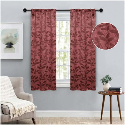 Superior Leaves Blackout Curtain Panel, Rod Pocket, Set of 2, 26" W x 63" L, Antique Copper