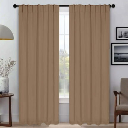 Superior Solid Blackout Back Tab Curtains, Set of 2, 52" x 108", Smoked Ash