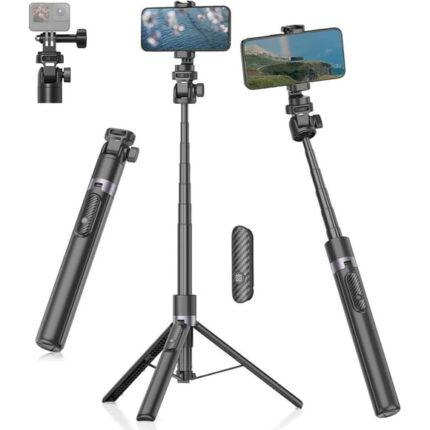 TONEOF 68" Selfie Stick Tripod with Remote for Cellphone 4"-7", Travel Tripod Stand for Gopro Camera/Action Camera