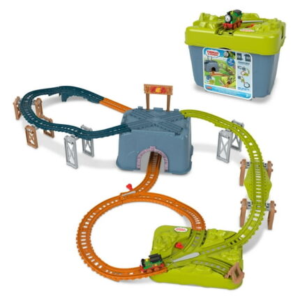 Thomas & Friends Toy Train Track Set, Percy's Connect & Build Track Bucket, 28 Pieces, Percy Engine