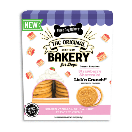 Three Dog Bakery Strawberry Shortcake Lick'n Crunch, Crunchy Strawberry Flavored Dog Treat, 13 oz