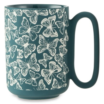 Thyme & Table Green Butterflies Soft Touch Mug 19.6 fl oz, Stoneware