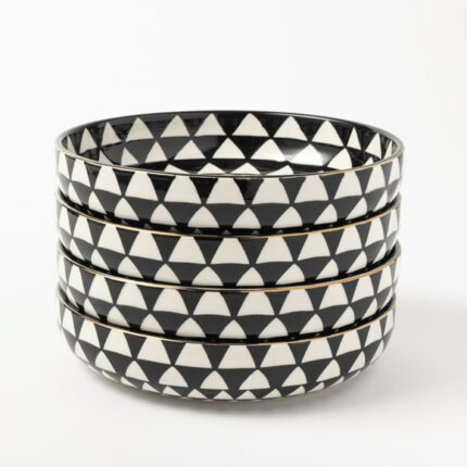 Thyme & Table Medallion Collection, 4 Pack Stoneware Low Bowls