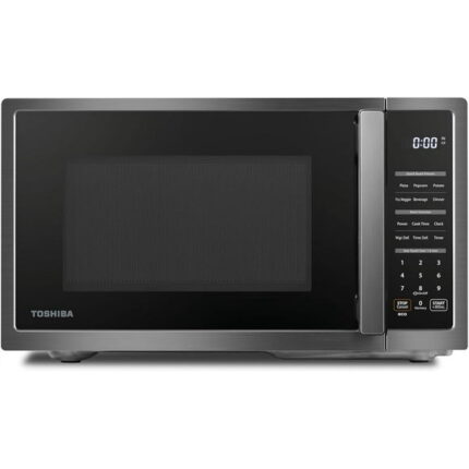 Toshiba .9 cu ft Microwave with Turntable, 900 Watts, 6 Preset Menus, Child Lock, Defrost