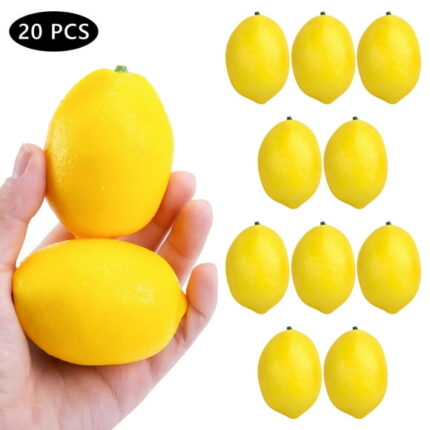 Tripumer 20 Pcs Artificial Fake Lifelike Lemons Realistic Plastic Lemons Decor Simulation Fruit for Photography Display  Yellow
