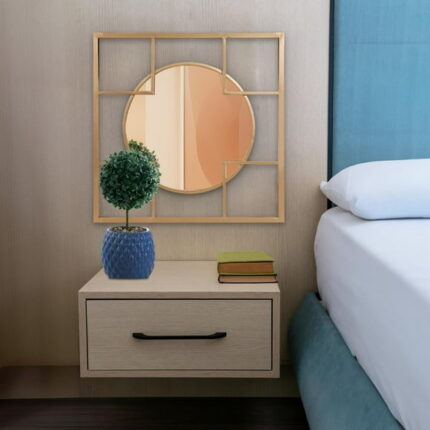 Tyler Dillon Metal Framed Circular & Square Gold Wall Mirror - 20"H x 20"W