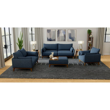 Aria 4 Pc Navy Blue Living Set - Sofa, Love, Chair, Cocktail Otto