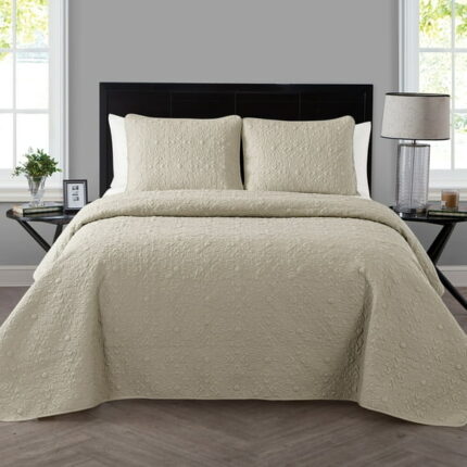 VCNY Home Caroline 3-Piece Taupe Floral Quilt Set, King, Adult, Unisex