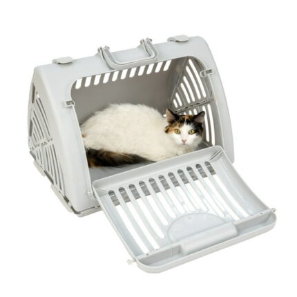 Vibrant Life Foldable Plastic Travel Cat Carrier, Gray, One Size