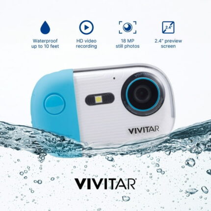 Vivitar Aqua Snap Underwater Digital Camera with HD Video Recording, New Waterproof Action Camera, Blue