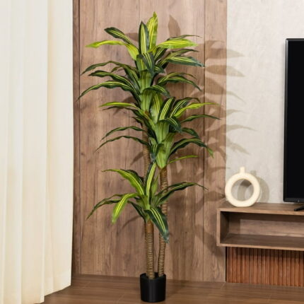 WOKERUI 6ft Artificial Dracaena Tree in Black Planter Pot