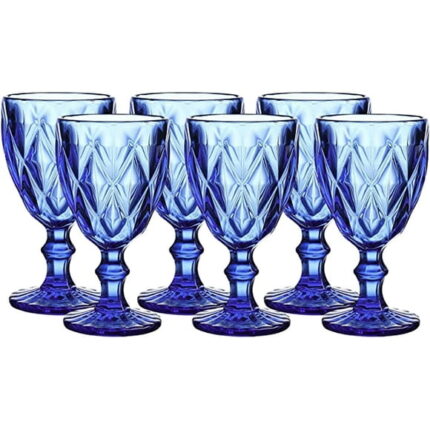 Whole Housewares Colored Glass Drinkware 9.5 Ounce Water Glasses Set Of 6