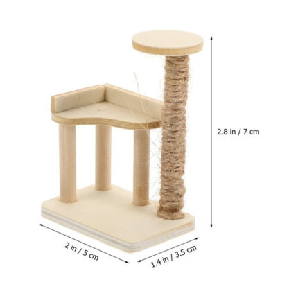 Wooden Cat Tree Ornament Mini House Accessory Mini House Cat Tower Model 1:12