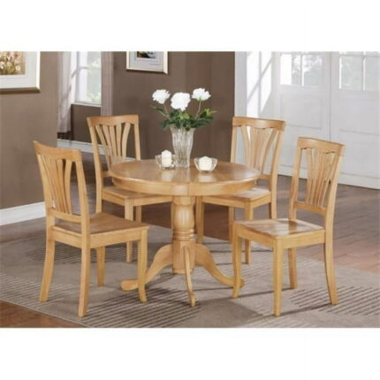 Wooden Imports Furniture BT3-OAK-W 3 PC Bristol Round Kitchen 36 in. Table and 2 Chairs with Wood seat in Oak Finish