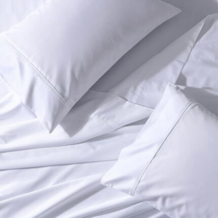 Wrinkle-Free 650 Thread Count Solid Cotton Blend Sheets Easy Care Sheet Set With Deep Pockets - Queen - White