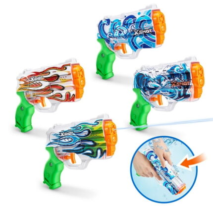 XSHOT Water Fast-Fill Skins Nano Water Blaster (4-Pack) by ZURU, for Ages 5+