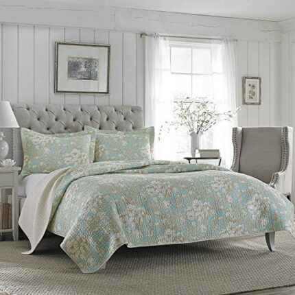 Laura Ashley Brompton Serene Reversible Quilt Set, Twin