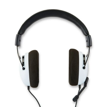 onn. PlayStation Wired Video Game Headset with 3.5mm Connector, Flip-to-Mute Mic, Lightweight Steel and 40mm Speakers - Black and White